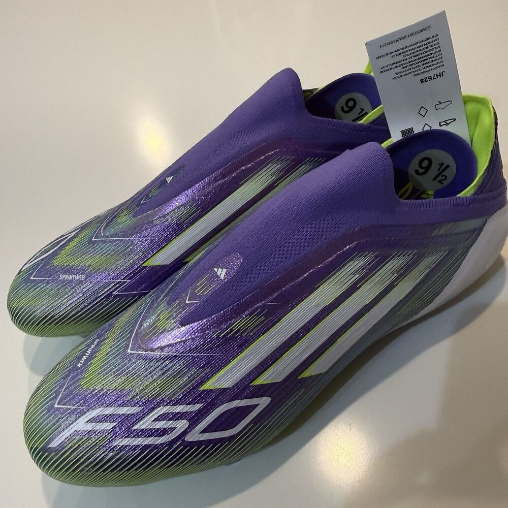 Adidas F50 Elite Laceless FG Soccer Cleats Purple Mens Size 9.5 JH7628